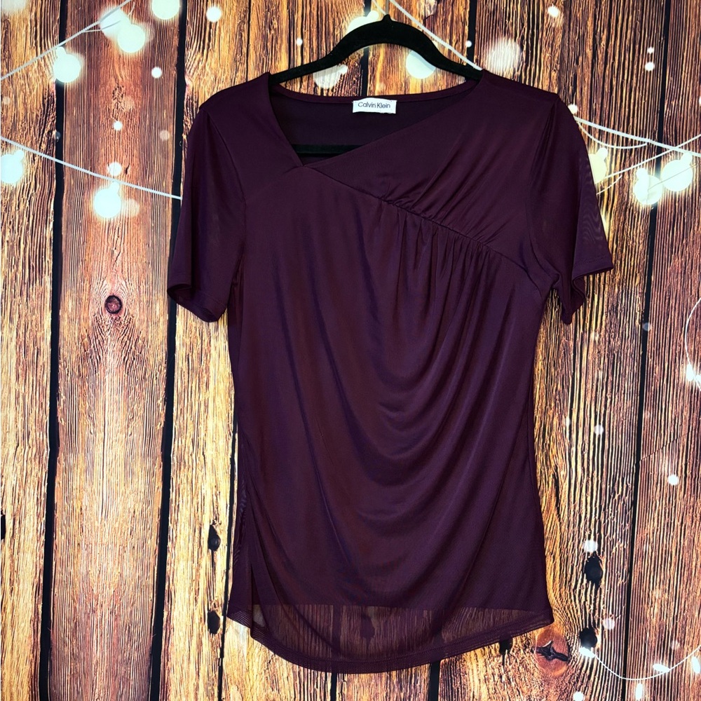Calvin Klein Burgundy Short Sleeve Top